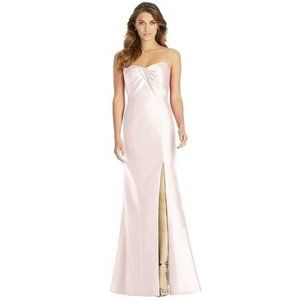 NWT Alfred Sung D762 Sateen Twill Strapless Sweetheart Neckline Slit Gown Pink 6